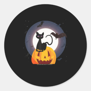 Sticker Rond Cadeau Spider Halloween Black Cat Spider Citroui