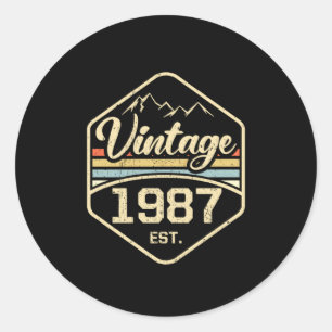 Sticker Rond Cadeau vintage 1987 Est 34e anniversaire