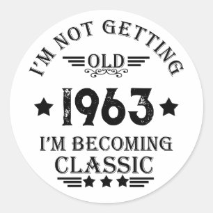 Sticker Rond Cadeau vintage personnalisé 60e anniversaire noir