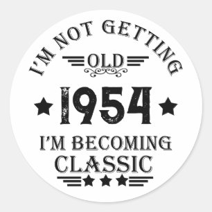Sticker Rond Cadeau vintage personnalisé 70e anniversaire noir