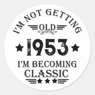 Sticker Rond Cadeau vintage personnalisé 70e anniversaire noir