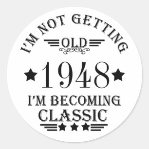 Sticker Rond Cadeau vintage personnalisé 75e anniversaire noir