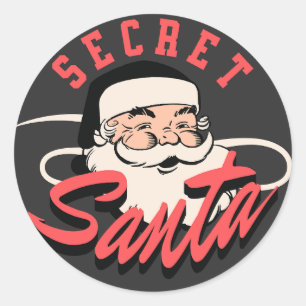 Sticker Rond Cadeau vintage Secret Père Noël