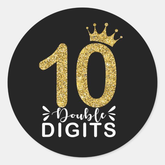 Sticker Rond Cadeaux 10 ans doubles chiffres couronne filles (Devant)