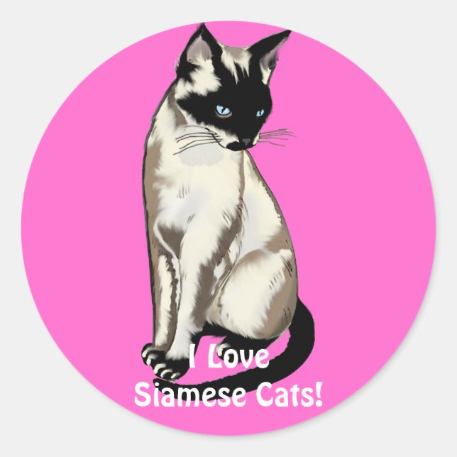 Sticker Rond Cadeaux Amoureux de les chats siamois (Devant)