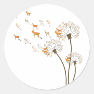 Sticker Rond Cadeaux Amoureux des animaux Chèvre Dandelion Fleu
