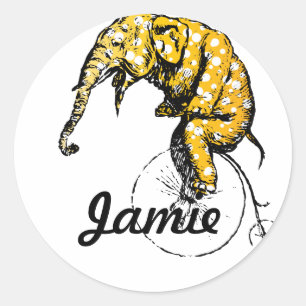 Sticker Rond Cadeaux Circus Elephant