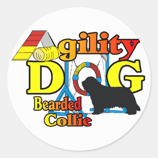 Sticker Rond Cadeaux Collie Portés D'Agilité (Devant)