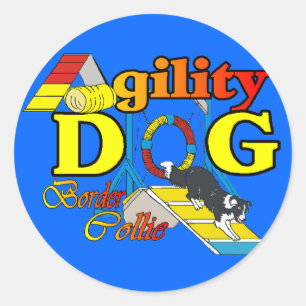Sticker Rond Cadeaux d'agilité de border collie