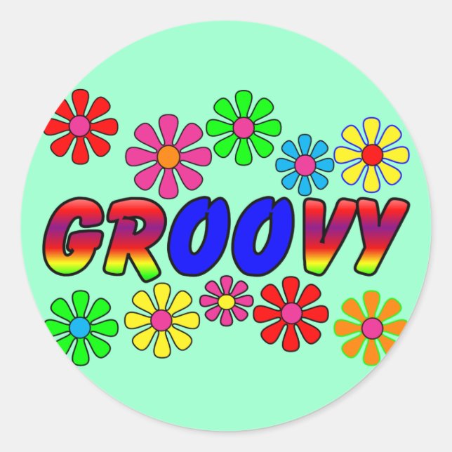 Sticker Rond Cadeaux d'alimentation à fleurs rétro des années 7 (Devant)