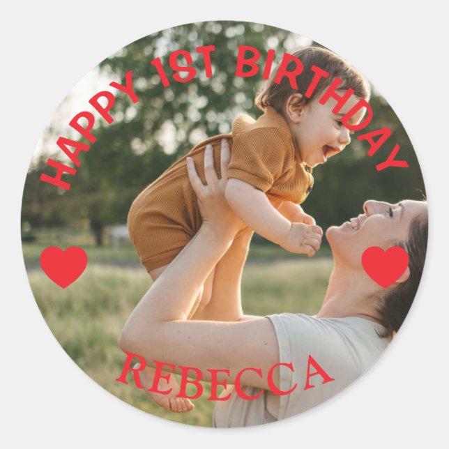 Sticker Rond Cadeaux d'anniversaire heureux customisés (Devant)