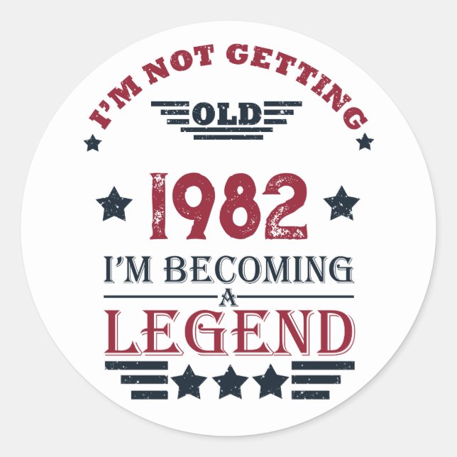 Sticker Rond Cadeaux d'anniversaire vintages personnalisés (Devant)