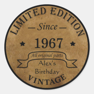 Sticker Rond Cadeaux d'anniversaire vintages personnalisés