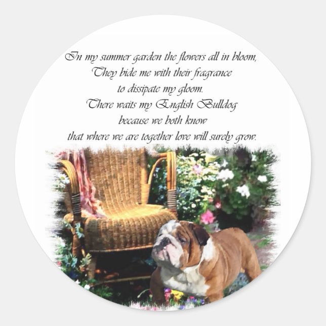 Sticker Rond Cadeaux d'art de Bulldog anglais (Devant)