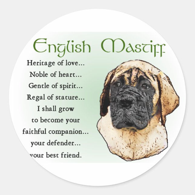 Sticker Rond Cadeaux d'art Mastiff anglais (Devant)