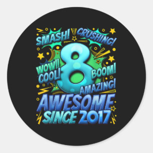 Sticker Rond Cadeaux de 8 ans pour garçons 8e anniversaire garç
