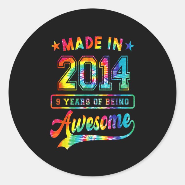 Sticker Rond Cadeaux De 9 Ans Pour 9 Ans Fille Ados Fabriqués (Devant)