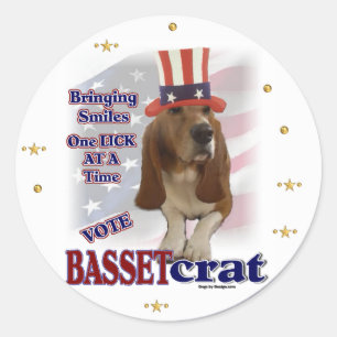 Sticker Rond Cadeaux de Basset Hound