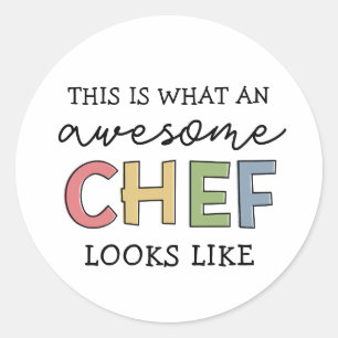 Sticker Rond Cadeaux de Chef géniaux   Meilleur Chef Jamais Drô