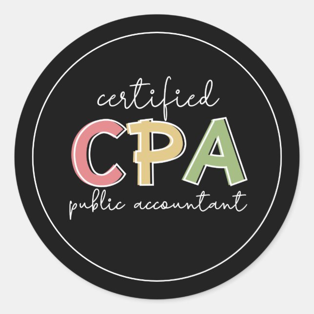 Sticker Rond Cadeaux de comptabilité publique certifiés CPA (Devant)