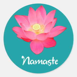 Sticker Rond Cadeaux de conception de fleur de Namaste Lotus