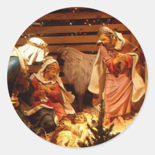 Sticker Rond Cadeaux de crèches pour Noël