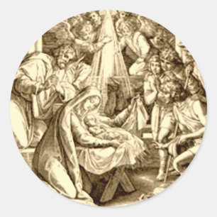 Sticker Rond Cadeaux de crèches pour Noël