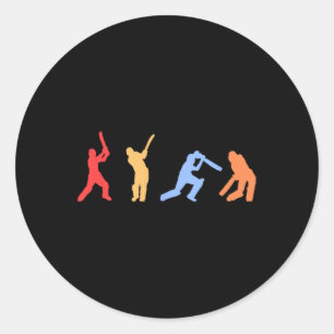 Sticker Rond Cadeaux de cricket - Joueur de cricket aux couleur