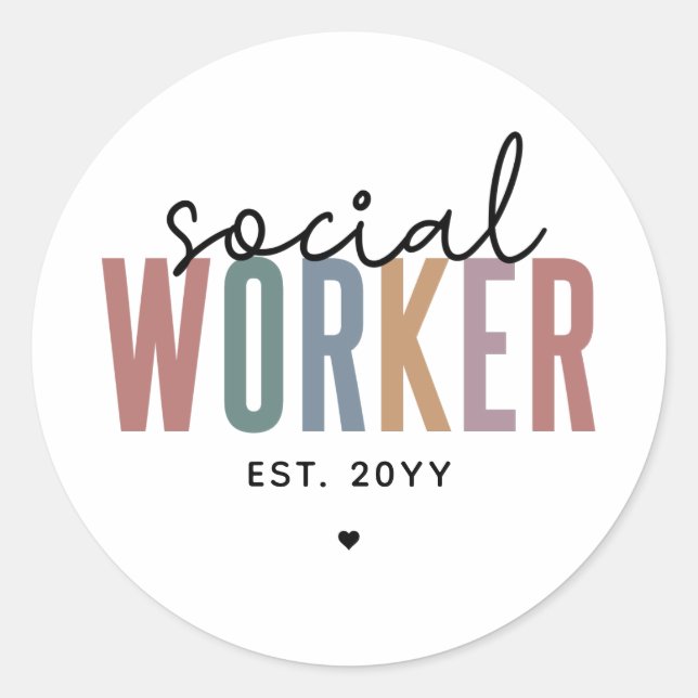 Sticker Rond Cadeaux de diplôme d'un travailleur social personn (Devant)