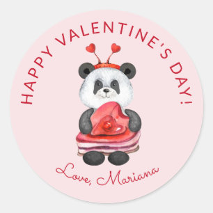 Sticker Rond Cadeaux de fête de la Saint-Valentin Panda Mignon