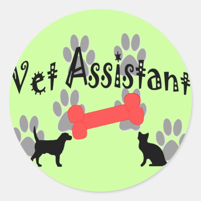 Sticker Rond Cadeaux de l'assistant vétérinaire (Devant)