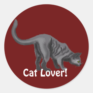 Sticker Rond Cadeaux de lover de chat gris Tabby