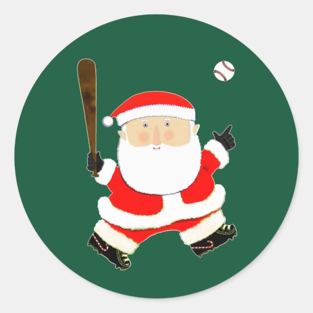 Sticker Rond Cadeaux de Noël de baseball (Devant)