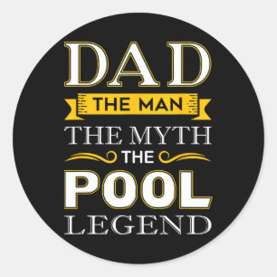 Sticker Rond Cadeaux De Piscine Shark Papa Pour Billiards Dads