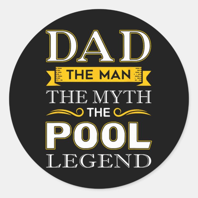 Sticker Rond Cadeaux De Piscine Shark Papa Pour Billiards Dads (Devant)