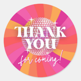 Sticker Rond Cadeaux de Remerciement Soirée Disco Rétro Années 