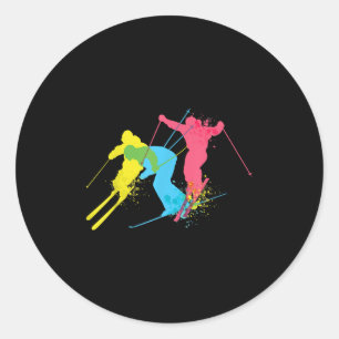 Sticker Rond Cadeaux De Ski vintage Pour Hommes, Femmes, Enfant