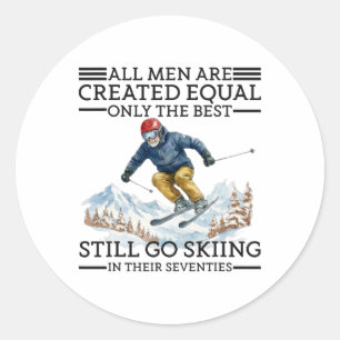 Sticker Rond Cadeaux de skieur pour homme de 70 ans pour son 70
