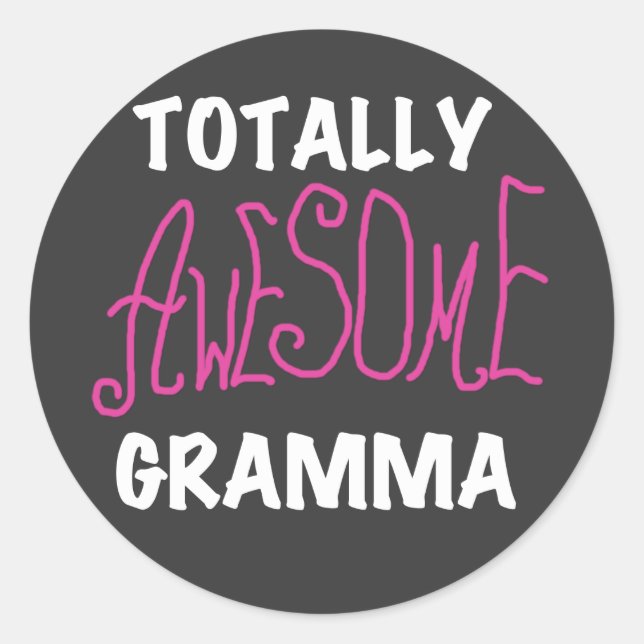 Sticker Rond Cadeaux de T-shirts roses Gramma absolument géniau (Devant)