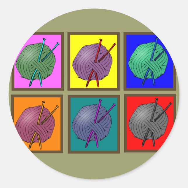 Sticker Rond Cadeaux de tricot (Devant)