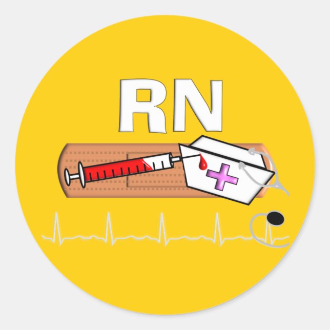 Sticker Rond Cadeaux d'infirmière inscrits "RN" (Devant)