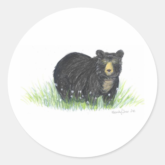 Sticker Rond cadeaux d'ours noir (Devant)