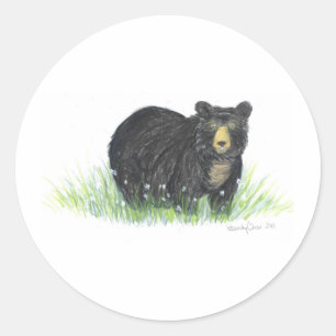Sticker Rond cadeaux d'ours noir