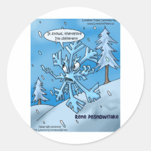 Sticker Rond Cadeaux drôles de philosophes flocons de neige T-s