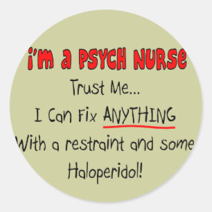 Sticker Rond Cadeaux drôles d'infirmière de Psych