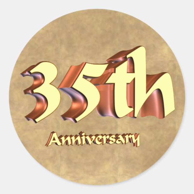 Sticker Rond Cadeaux du 35e anniversaire du Mariage (Devant)