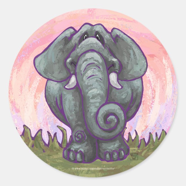 Sticker Rond Cadeaux et accessoires éléphants (Devant)