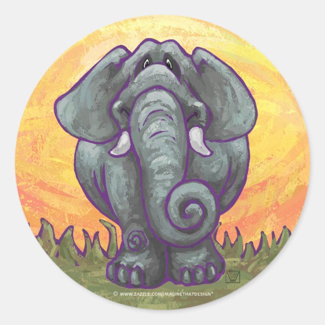 Sticker Rond Cadeaux et accessoires éléphants (Devant)
