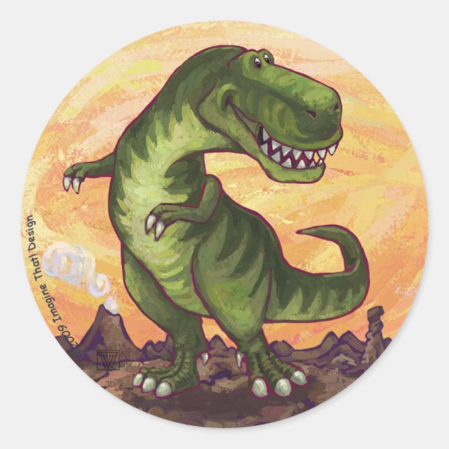 Sticker Rond Cadeaux et accessoires Tyrannosaurus (Devant)