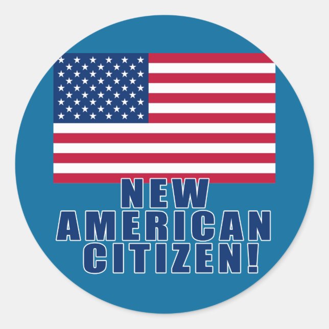 Sticker Rond Cadeaux et tee-shirts des nouveaux citoyens améric (Devant)